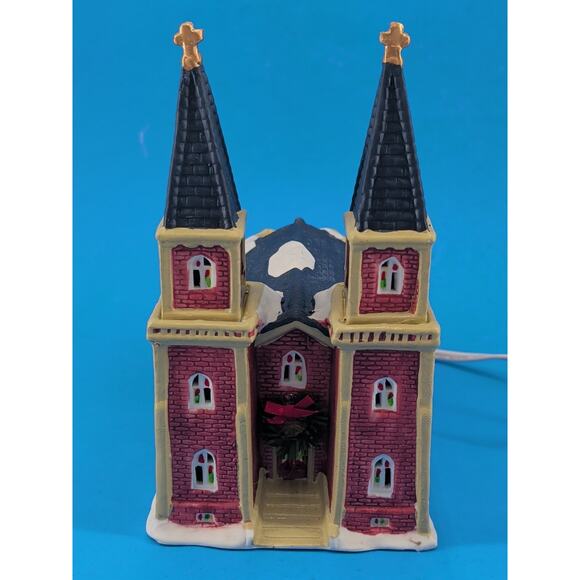 Christmas Valley Collectable 1993 Church Vintage Lighted Original Box - Picture 4 of 16